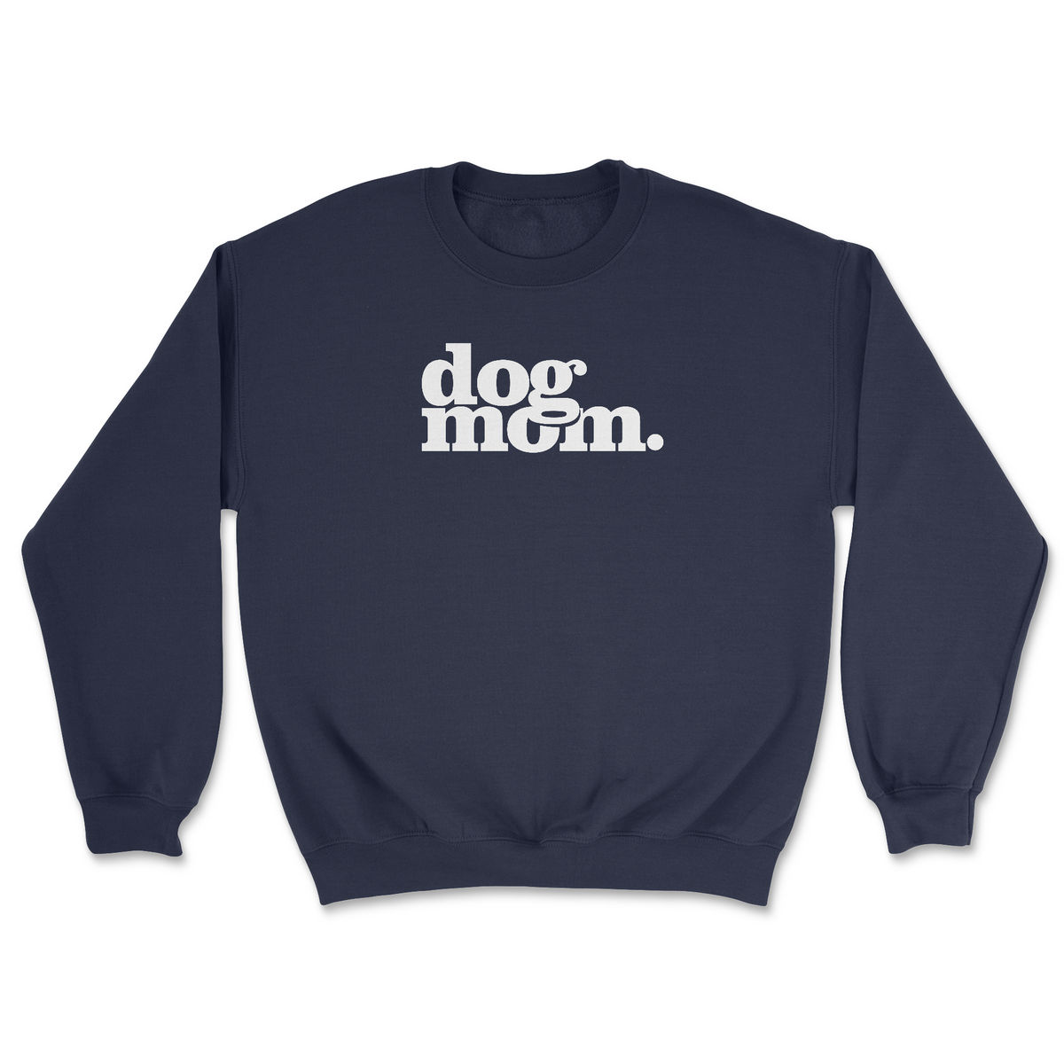 Dog Mom (White) - Navy (Adult Crewneck)