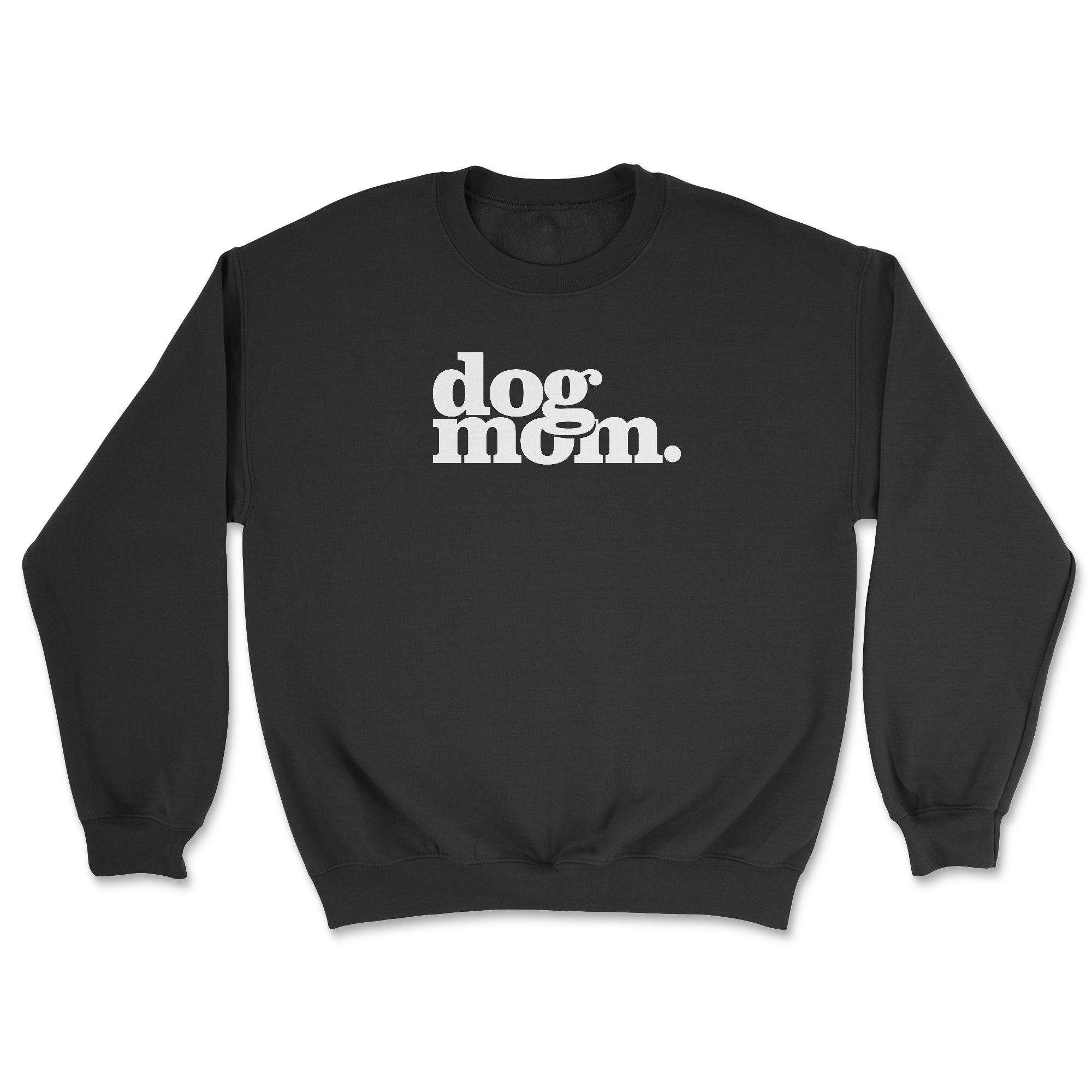 Dog Mom (White) - Black (Adult Crewneck)
