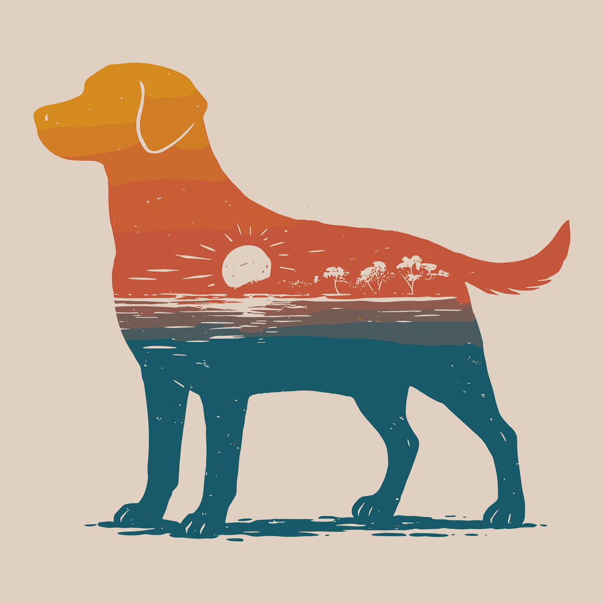 Coastal Canine - orange (Adult Short Sleeve T-Shirt)